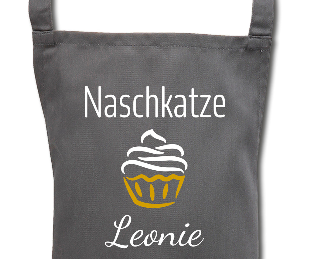 Schürze für Kinder Naschkatze personalisiert mit Namen Wunschname Kochschürze Küchenschürze