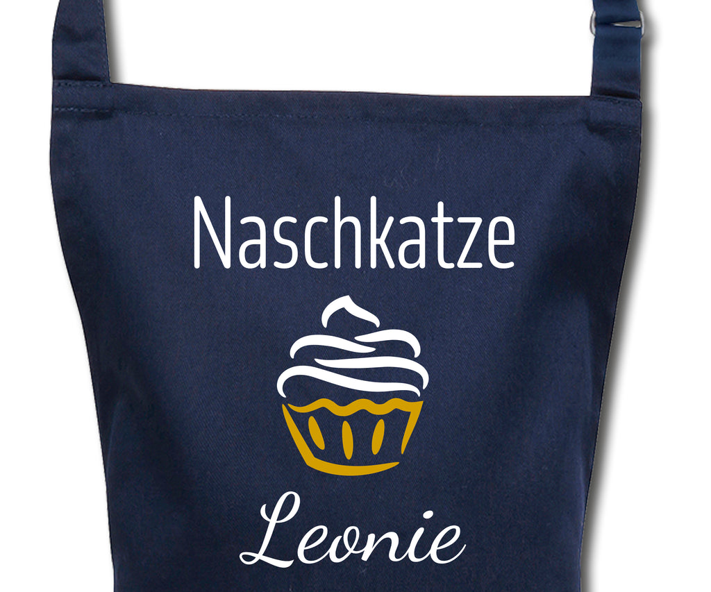 Schürze für Kinder Naschkatze personalisiert mit Namen Wunschname Kochschürze Küchenschürze