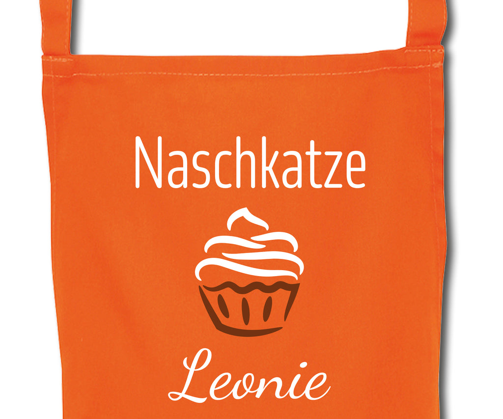 Schürze für Kinder Naschkatze personalisiert mit Namen Wunschname Kochschürze Küchenschürze