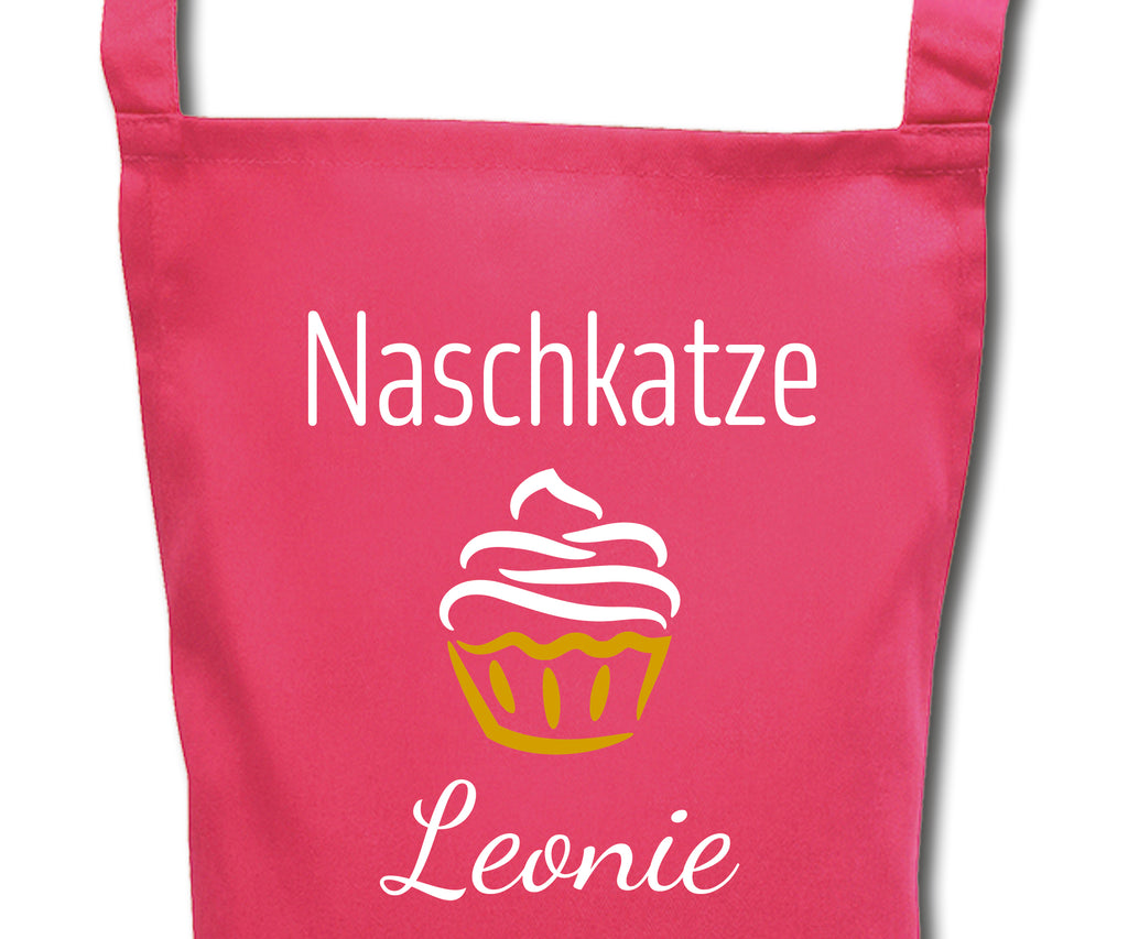 Schürze für Kinder Naschkatze personalisiert mit Namen Wunschname Kochschürze Küchenschürze
