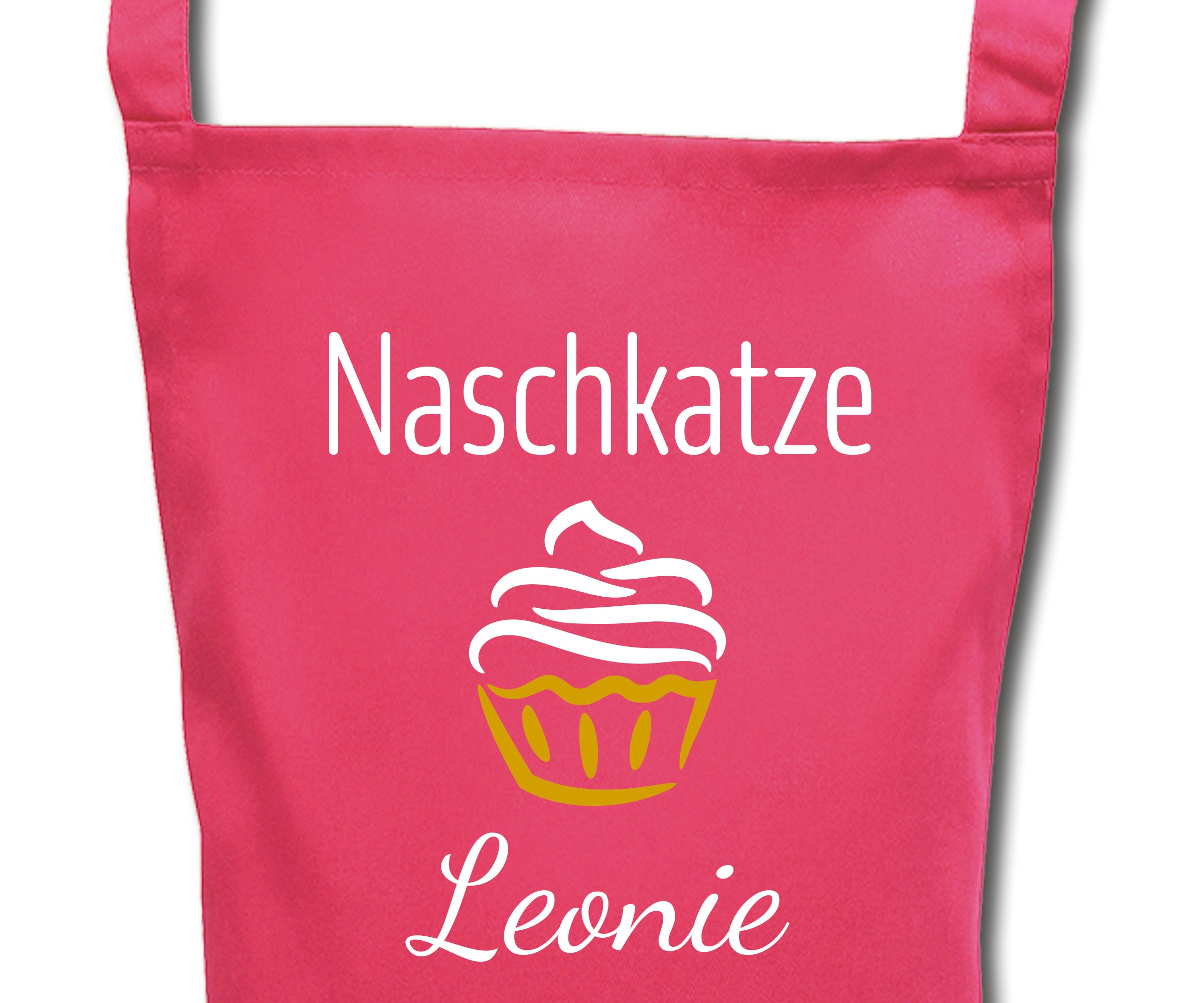 Schürze für Kinder Naschkatze personalisiert mit Namen Wunschname Kochschürze Küchenschürze