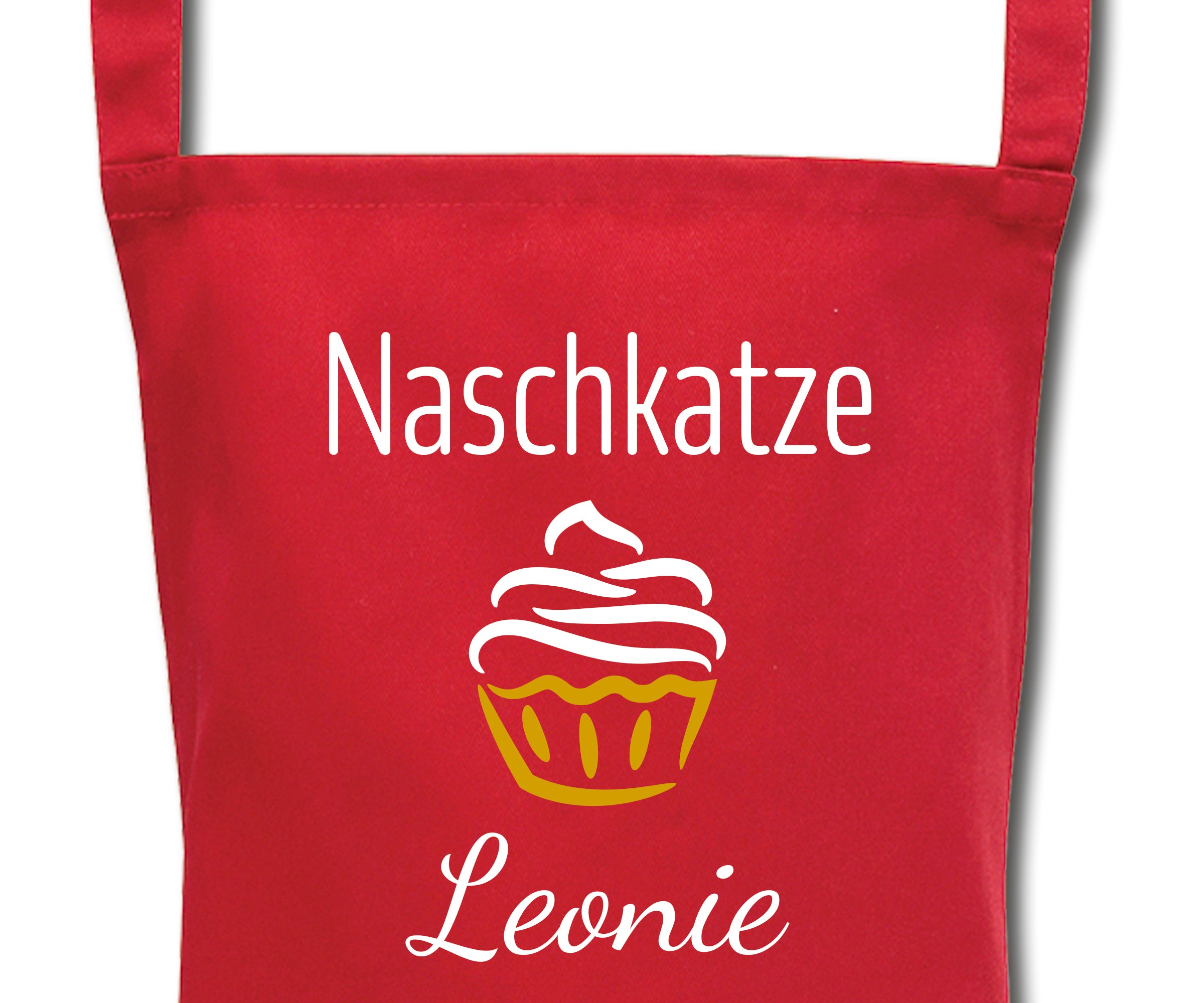 Schürze für Kinder Naschkatze personalisiert mit Namen Wunschname Kochschürze Küchenschürze