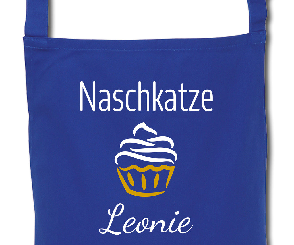 Schürze für Kinder Naschkatze personalisiert mit Namen Wunschname Kochschürze Küchenschürze