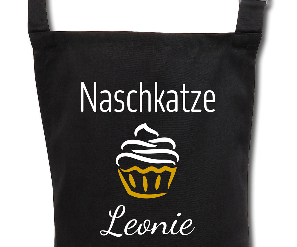 Schürze für Kinder Naschkatze personalisiert mit Namen Wunschname Kochschürze Küchenschürze