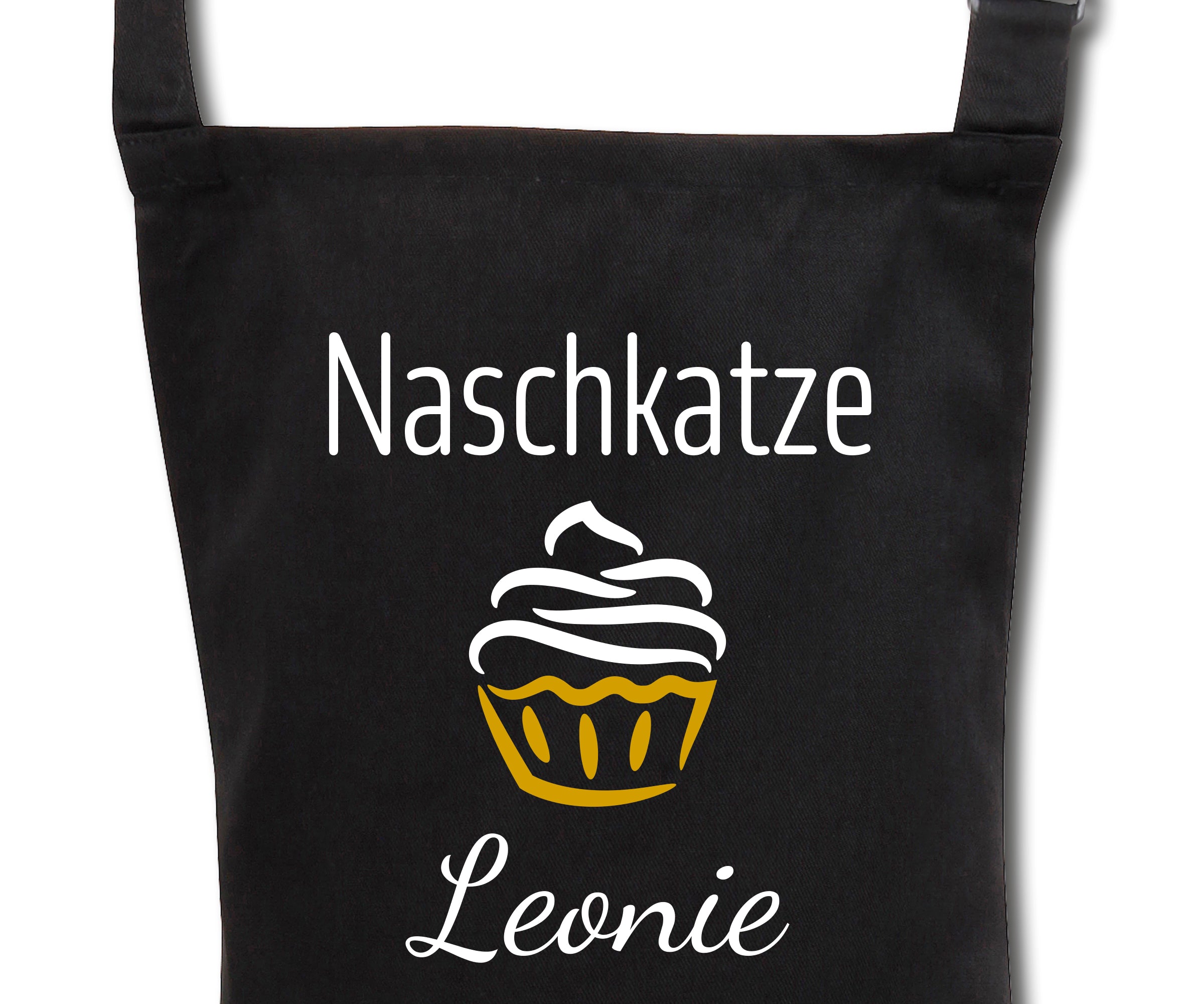 Schürze für Kinder Naschkatze personalisiert mit Namen Wunschname Kochschürze Küchenschürze