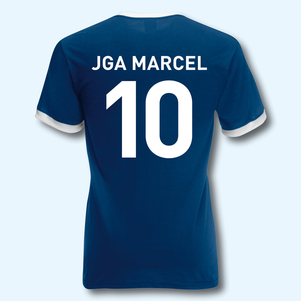 T-Shirt Trikot Retro-Shirt, JGA Auswärtstour, Junggesellenabschied, Fußball, Wunschname