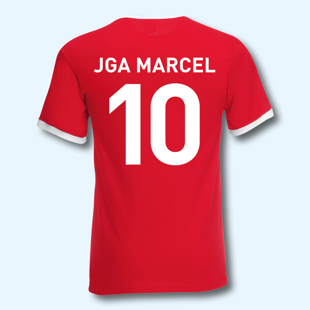 T-Shirt Trikot Retro-Shirt, JGA Auswärtstour, Junggesellenabschied, Fußball, Wunschname