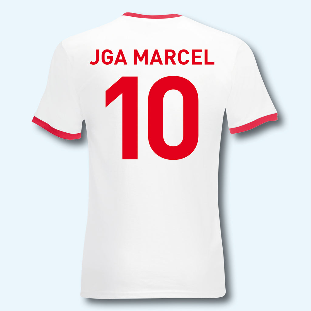 T-Shirt Trikot Retro-Shirt, JGA Auswärtstour, Junggesellenabschied, Fußball, Wunschname