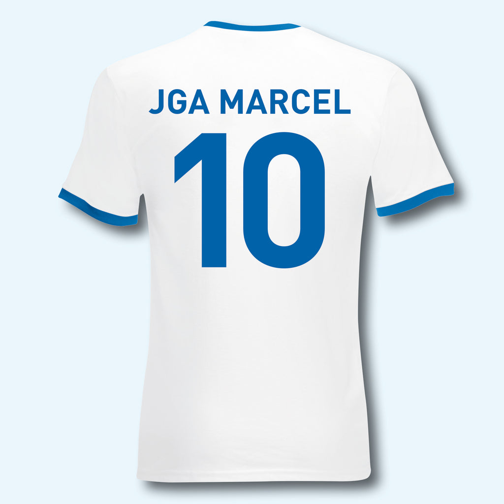 T-Shirt Trikot Retro-Shirt, JGA Auswärtstour, Junggesellenabschied, Fußball, Wunschname