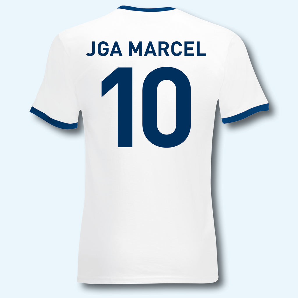 T-Shirt Trikot Retro-Shirt, JGA Auswärtstour, Junggesellenabschied, Fußball, Wunschname