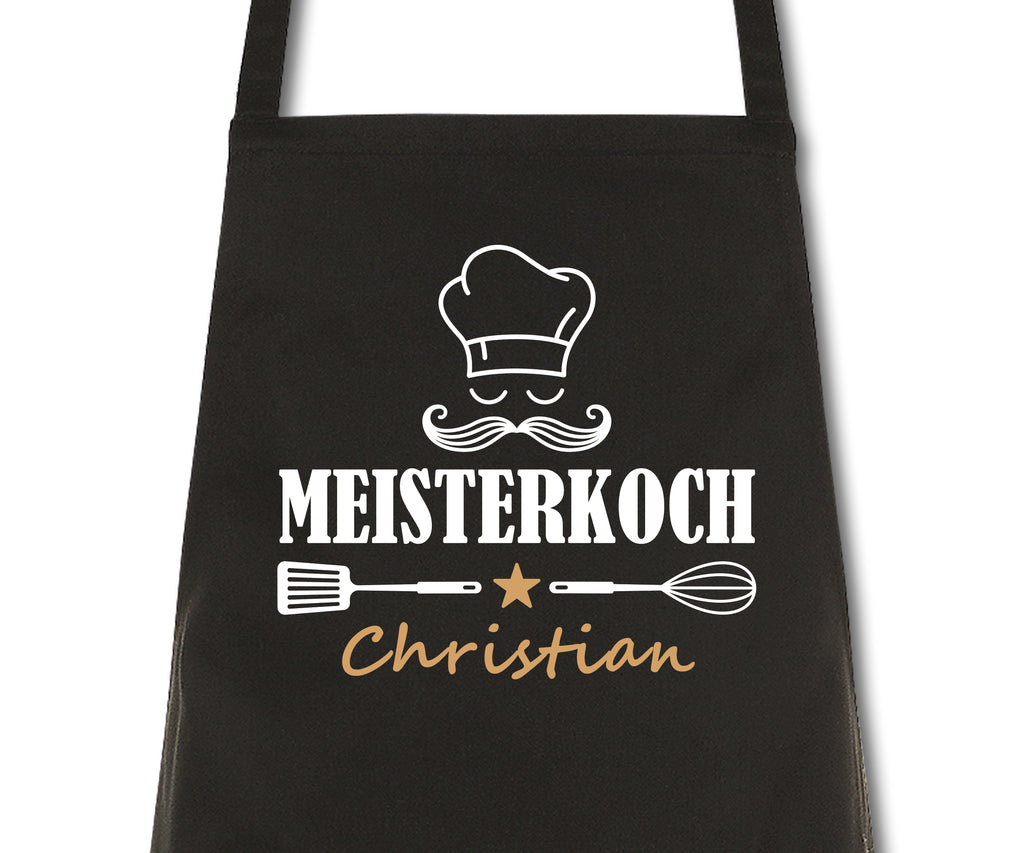 Schürze Männer Meisterkoch mit Namen Wunschnamen Kochschürze Grillschürze Küchenschürze personalisiert