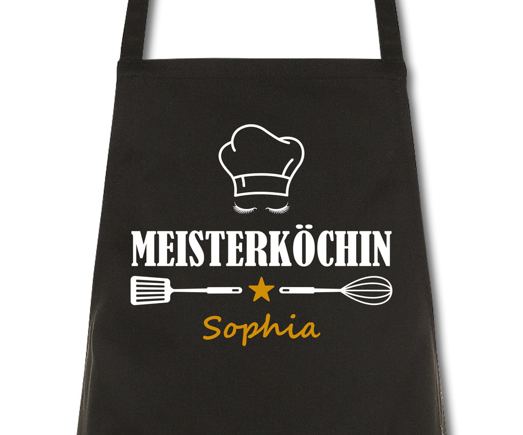 Schürze Damen Meisterköchin mit Namen Wunschnamen Kochschürze Grillschürze Küchenschürze personalisiert
