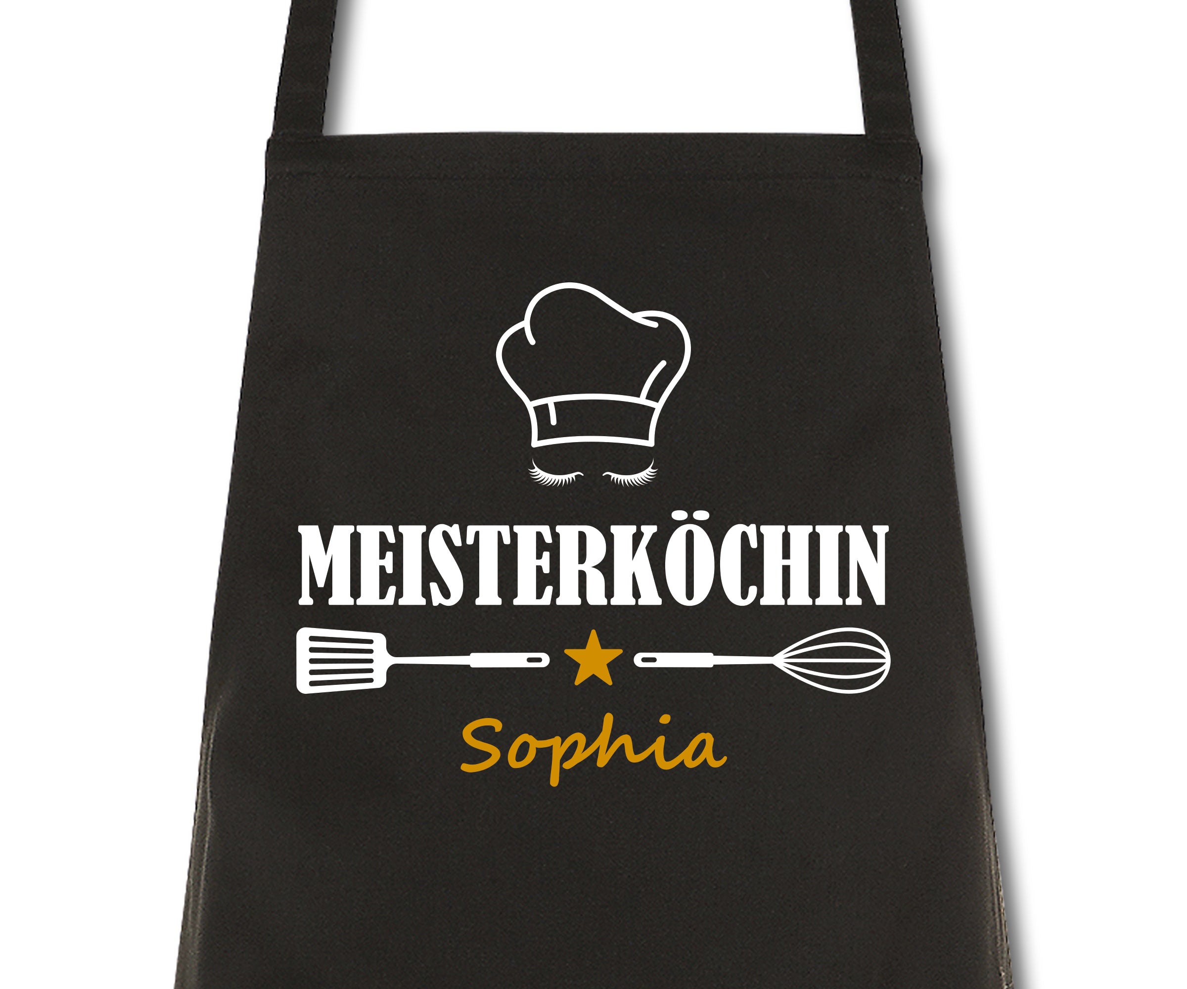 Schürze Damen Meisterköchin mit Namen Wunschnamen Kochschürze Grillschürze Küchenschürze personalisiert