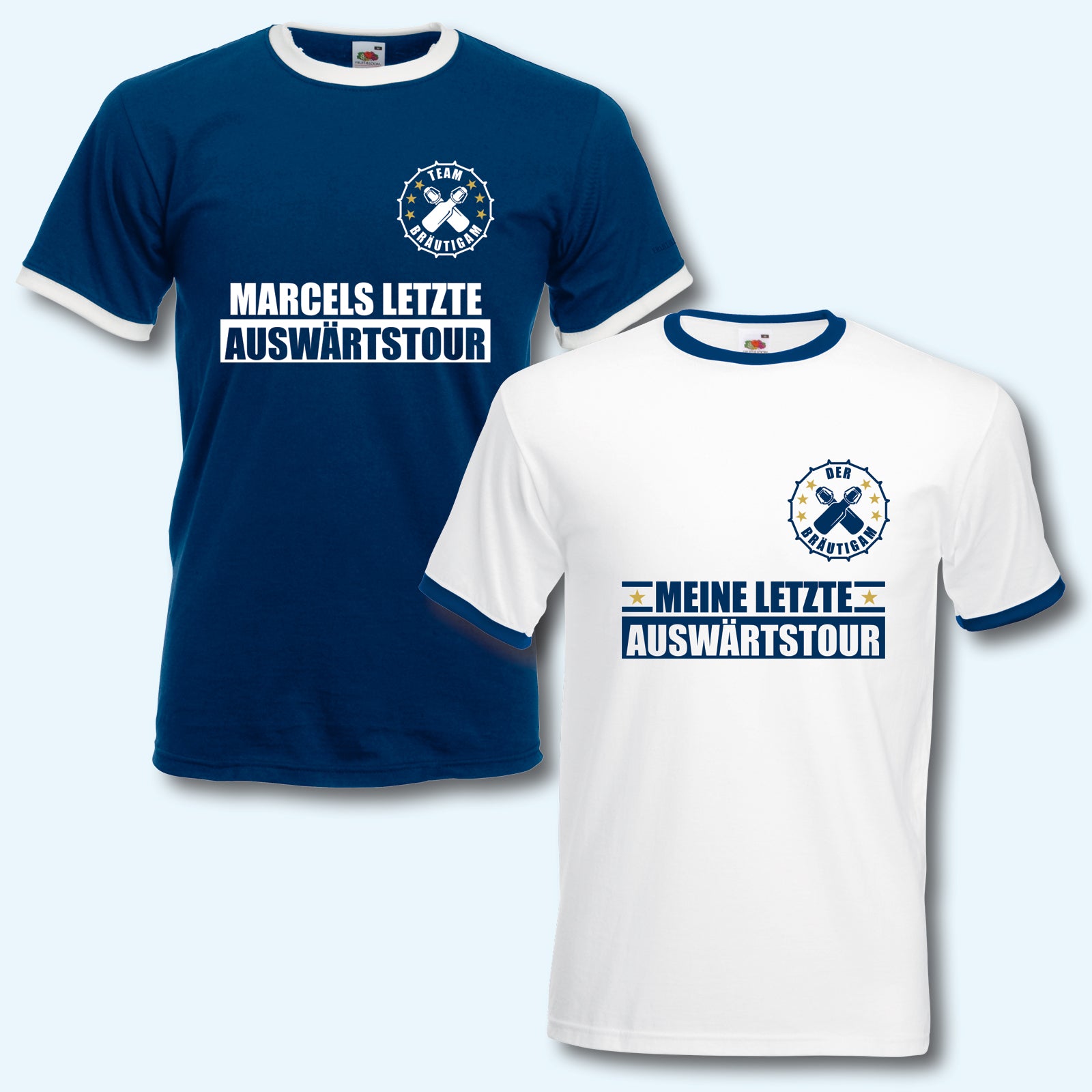 T-Shirt Trikot Retro-Shirt, JGA Auswärtstour, Junggesellenabschied, Fußball, Wunschname