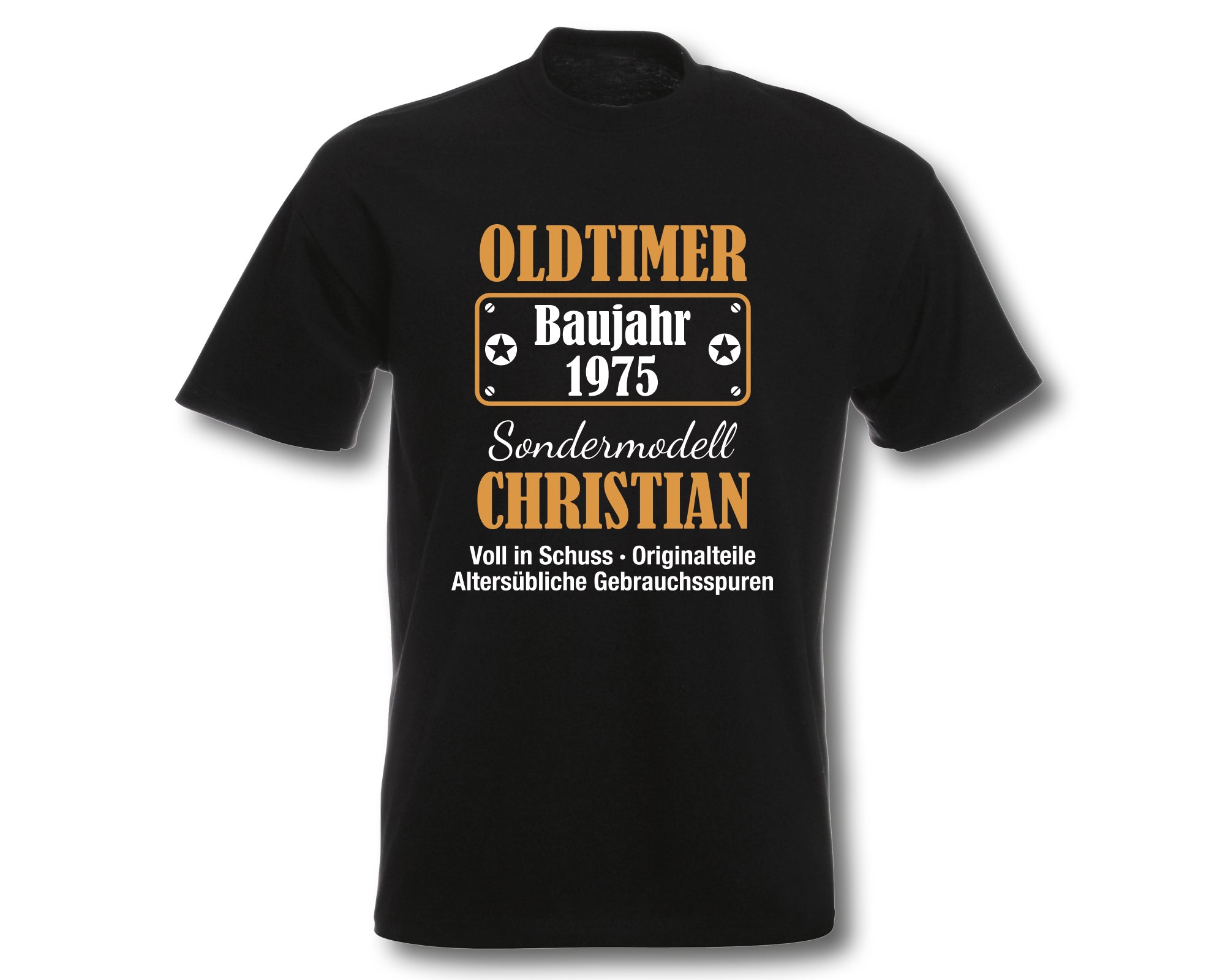T-Shirt Herren Oldtimer Geburtstag personalisiert mit Namen und Geburtsjahr