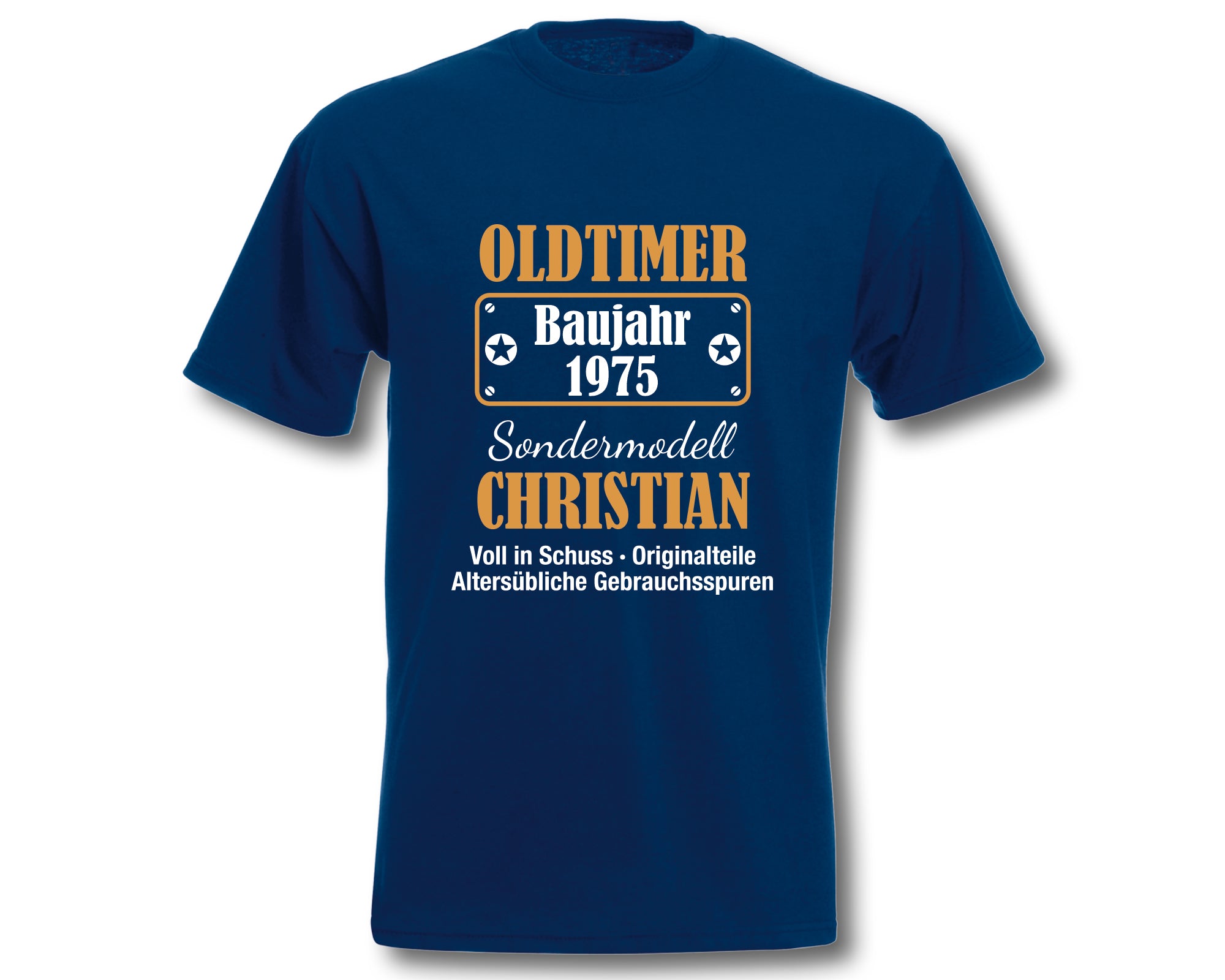 T-Shirt Herren Oldtimer Geburtstag personalisiert mit Namen und Geburtsjahr