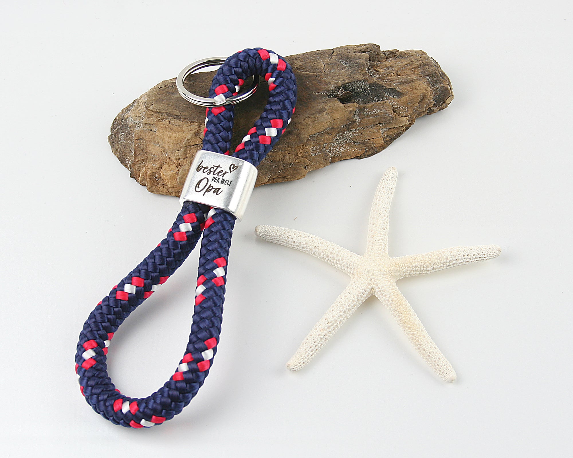 Schlüsselanhänger Gravur Bester Opa Segelseil 150 mm