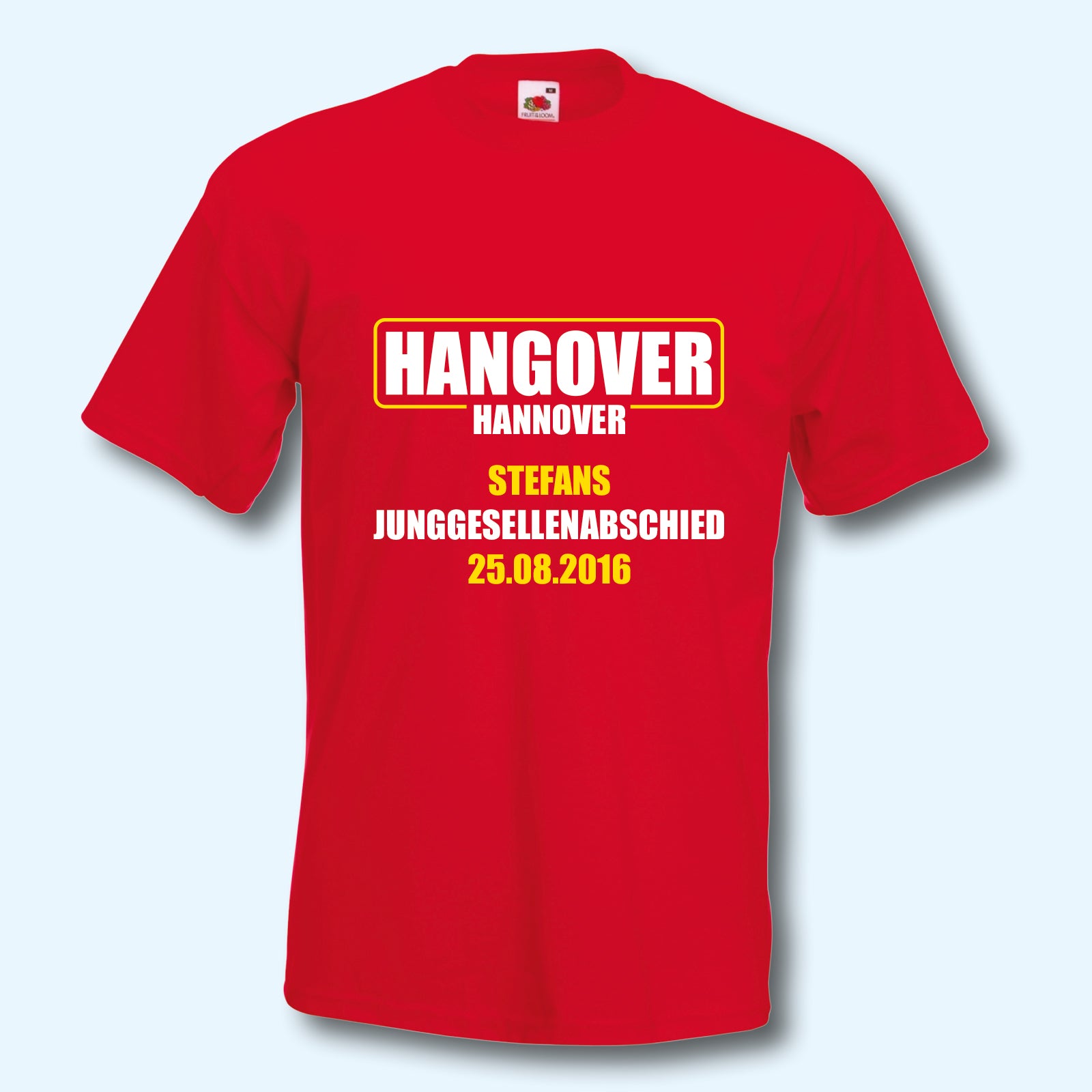T-Shirt, JGA Junggesellenabschied, Hangover mit Wunschtext