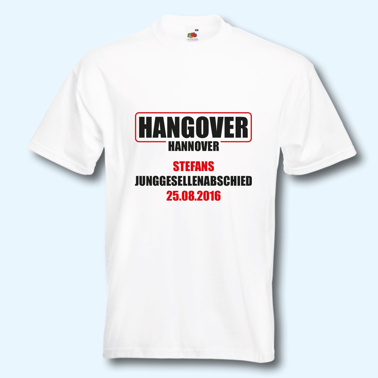 T-Shirt, JGA Junggesellenabschied, Hangover mit Wunschtext