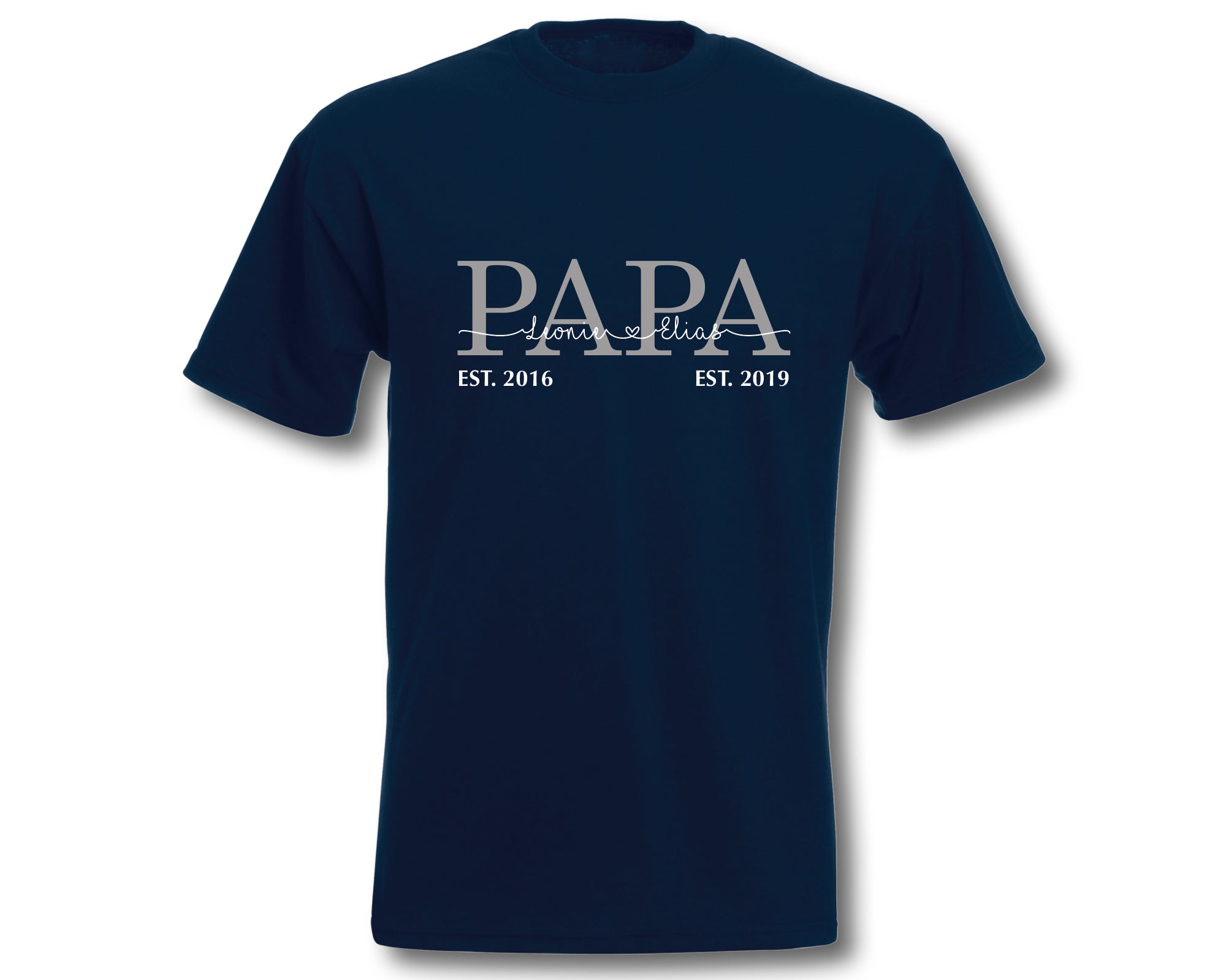 T-Shirt Herren personalisiert Papa mit Namen und Geburtsjahren der Kinder