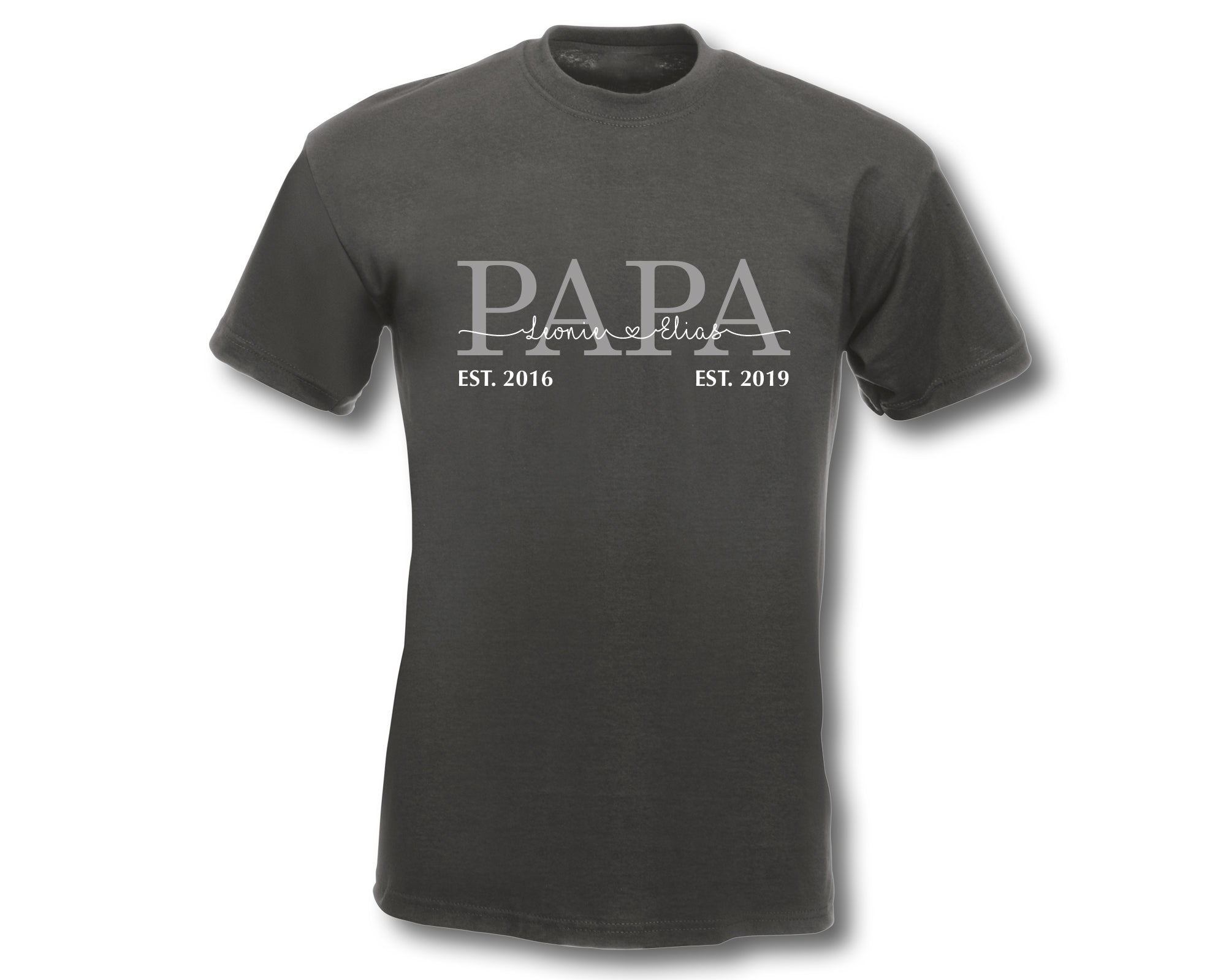T-Shirt Herren personalisiert Papa mit Namen und Geburtsjahren der Kinder