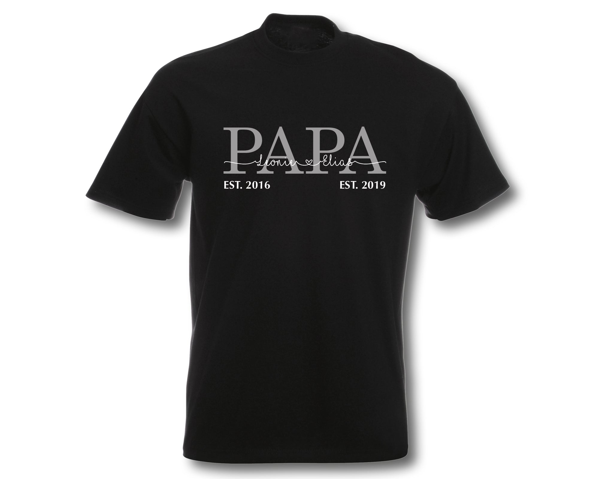 T-Shirt Herren personalisiert Papa mit Namen und Geburtsjahren der Kinder