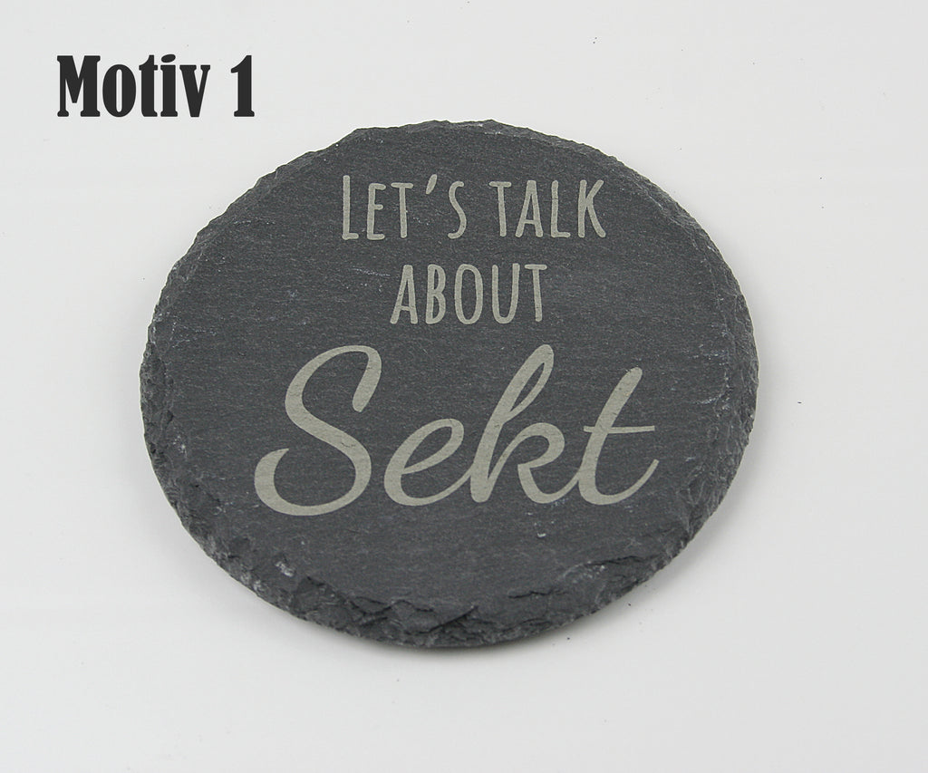 Untersetzer Schiefer - Sekt-Sprüche - Geschenkidee - Laser Gravur personalisiert