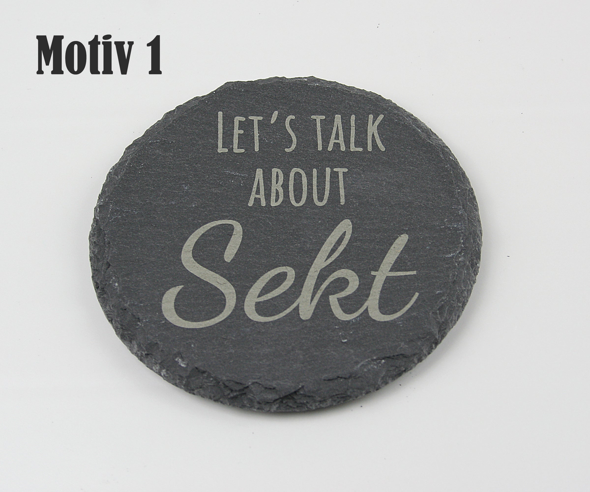 Untersetzer Schiefer - Sekt-Sprüche - Geschenkidee - Laser Gravur personalisiert