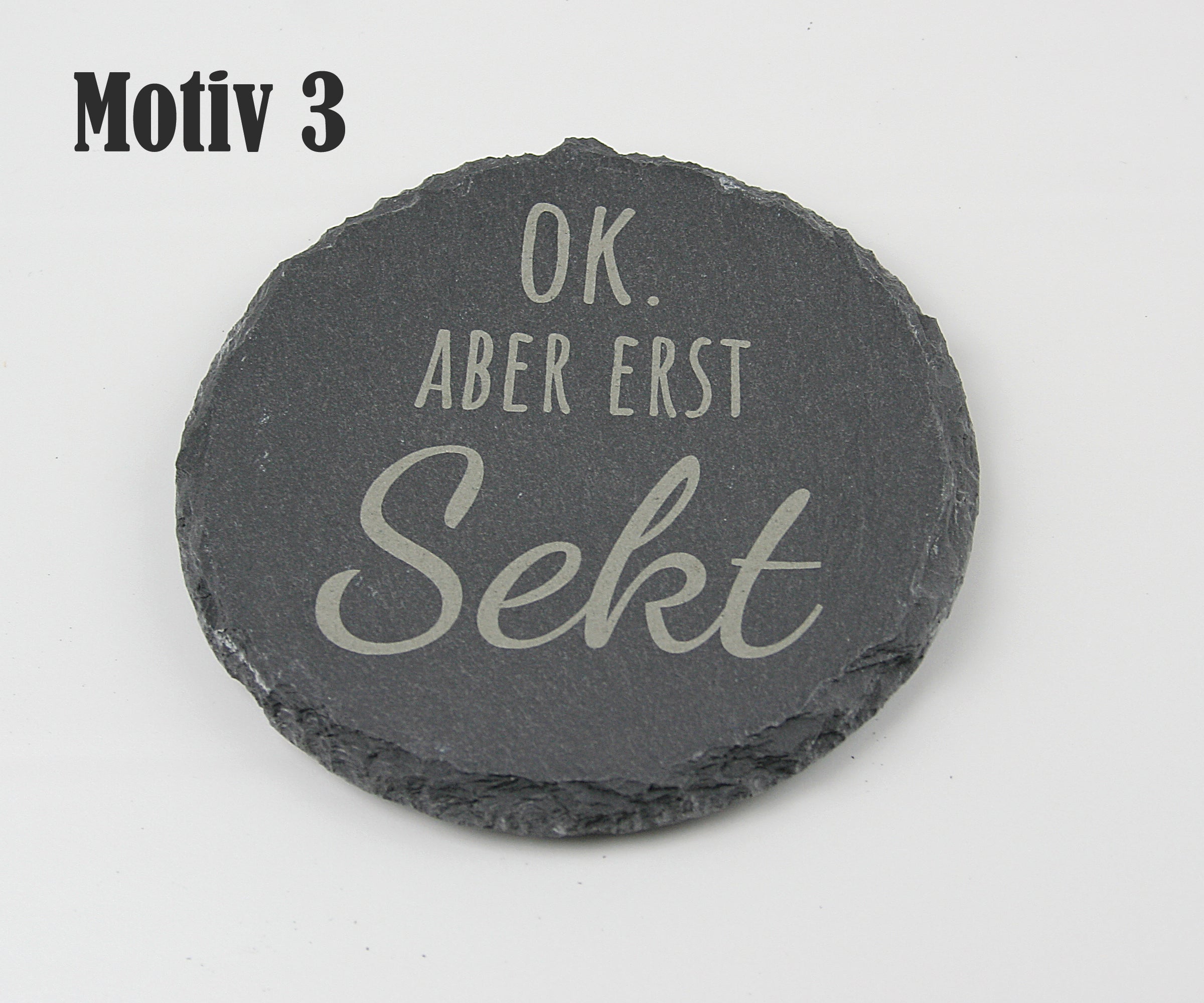 Untersetzer Schiefer - Sekt-Sprüche - Geschenkidee - Laser Gravur personalisiert