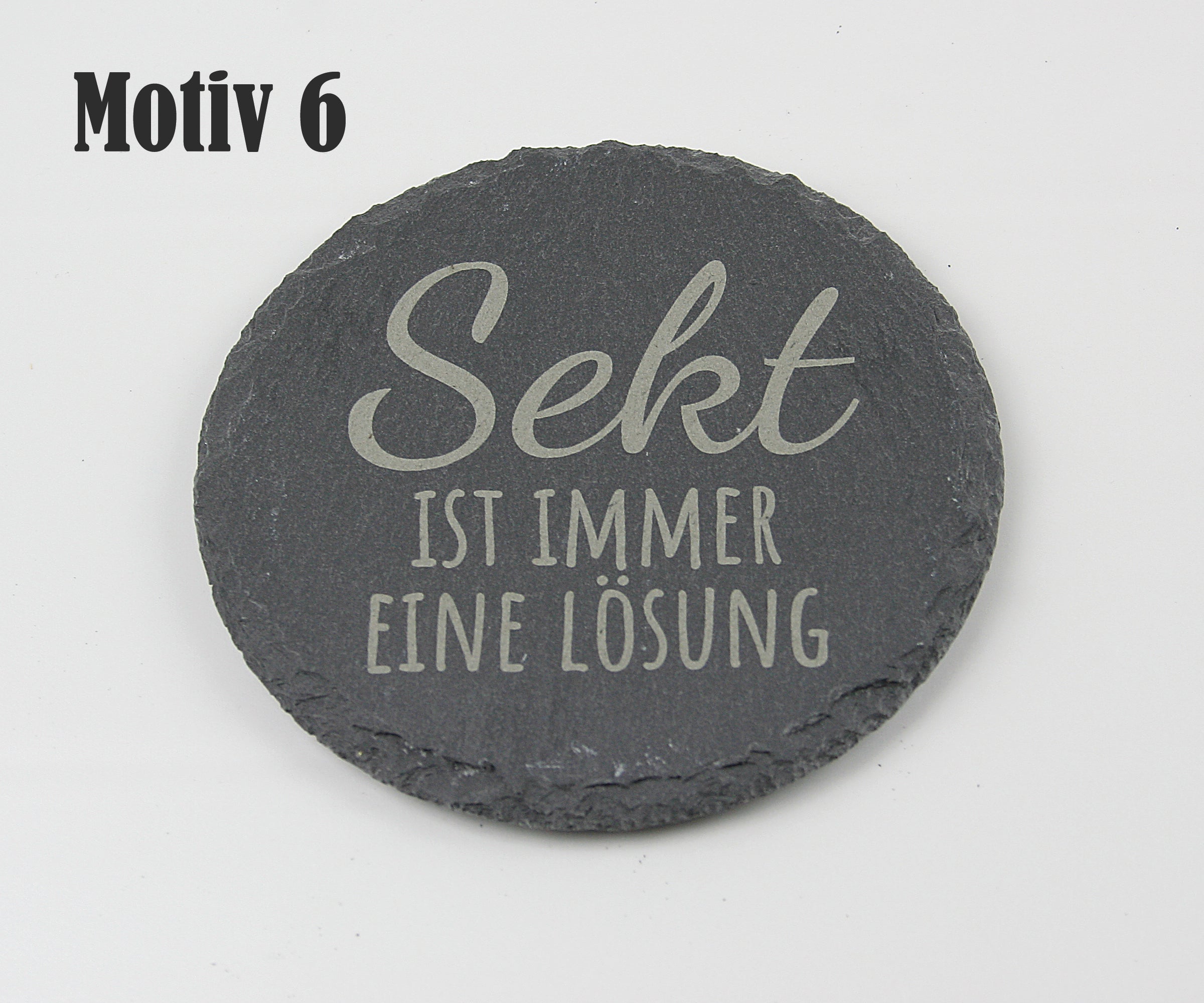 Untersetzer Schiefer - Sekt-Sprüche - Geschenkidee - Laser Gravur personalisiert