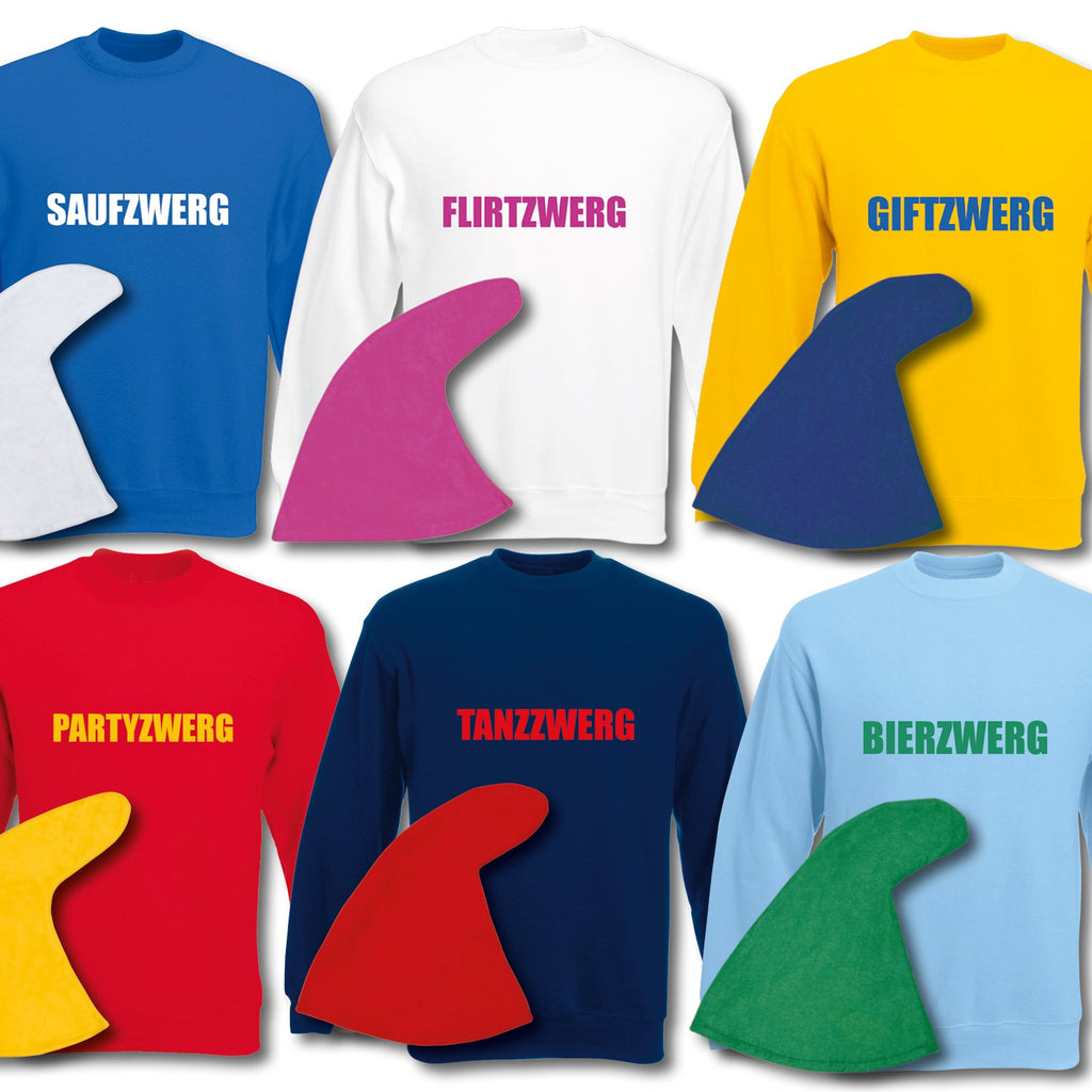 Sweatshirt Zwerg Kostüm Karneval Fasching Gruppenkostüm Unisex Wunschname