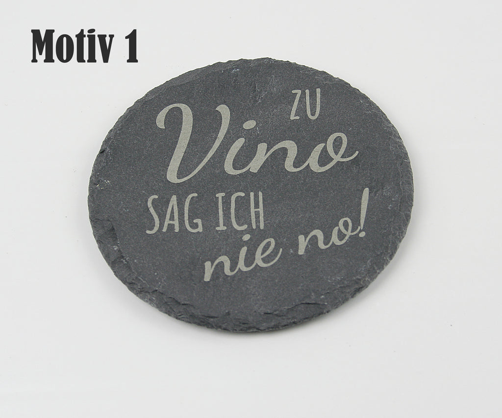 Untersetzer Schiefer - Wein-Sprüche - Geschenkidee - Laser Gravur personalisiert