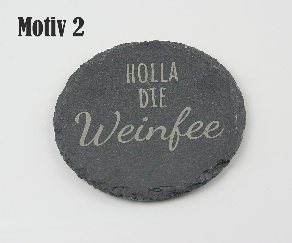Untersetzer Schiefer - Wein-Sprüche - Geschenkidee - Laser Gravur personalisiert