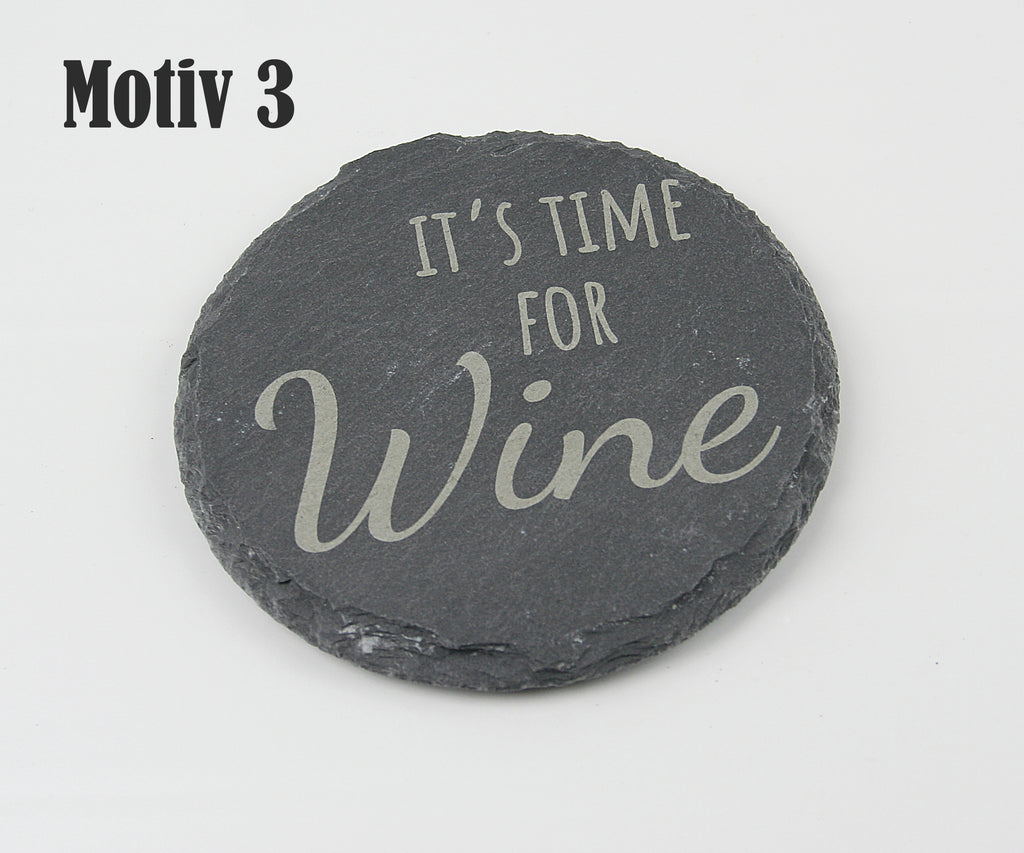 Untersetzer Schiefer - Wein-Sprüche - Geschenkidee - Laser Gravur personalisiert