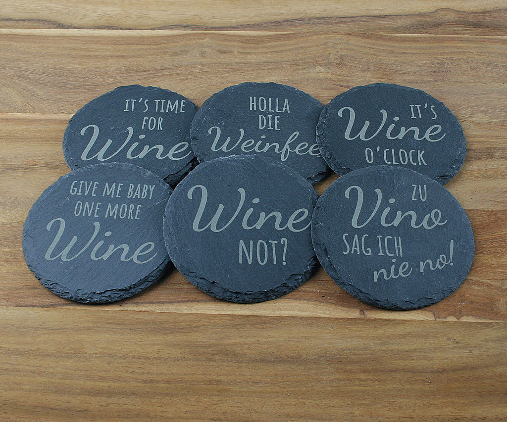 Untersetzer Schiefer - Wein-Sprüche - Geschenkidee - Laser Gravur personalisiert