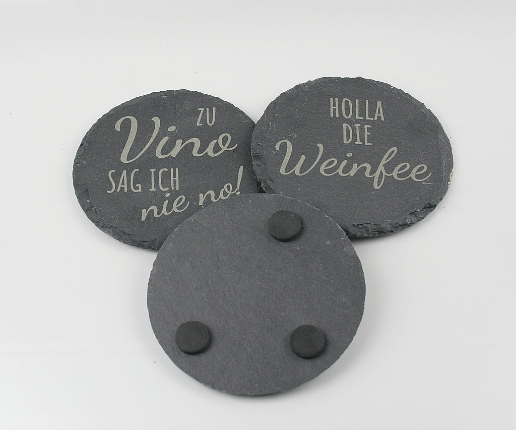 Untersetzer Schiefer - Wein-Sprüche - Geschenkidee - Laser Gravur personalisiert
